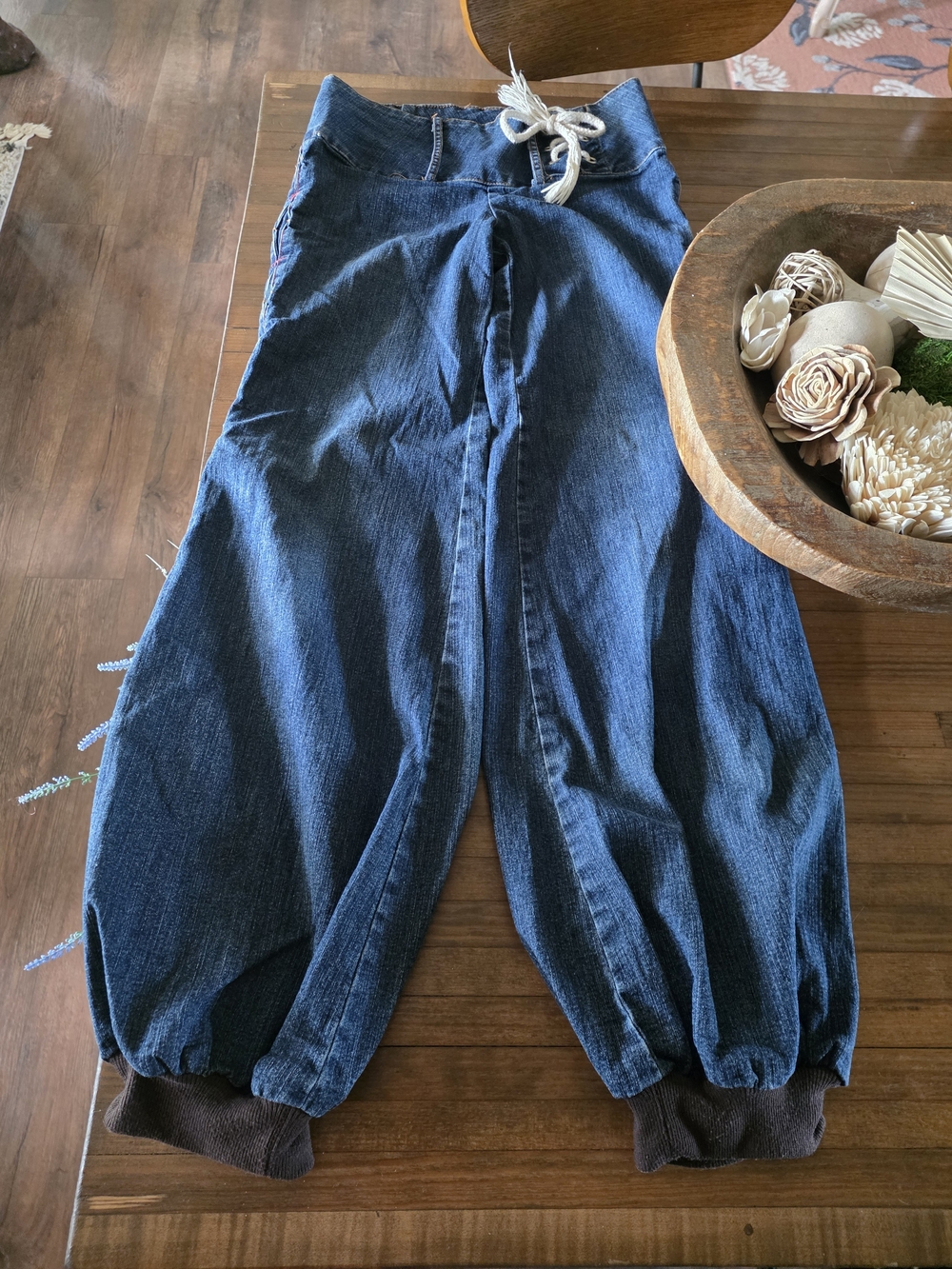 Casual Wide-Leg Denim Jogger Jeans - Navy Blue